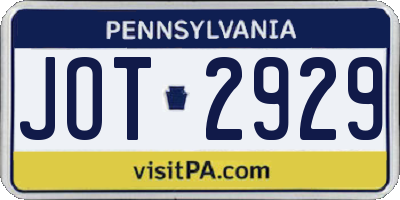 PA license plate JOT2929