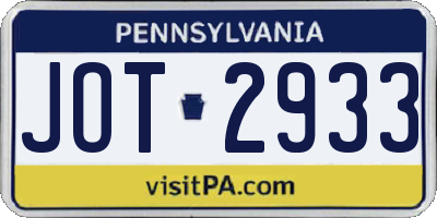 PA license plate JOT2933