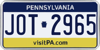PA license plate JOT2965