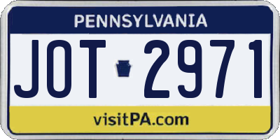 PA license plate JOT2971