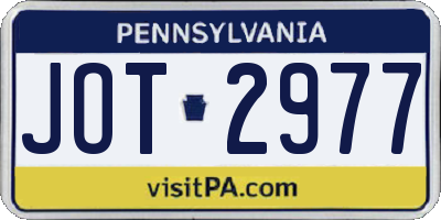 PA license plate JOT2977