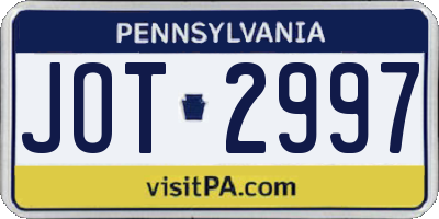 PA license plate JOT2997