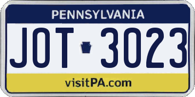 PA license plate JOT3023