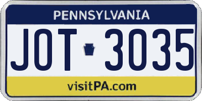 PA license plate JOT3035
