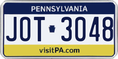PA license plate JOT3048