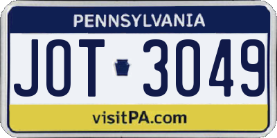 PA license plate JOT3049
