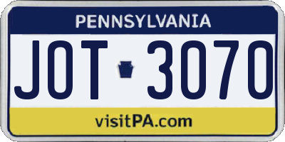 PA license plate JOT3070