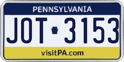 PA license plate JOT3153