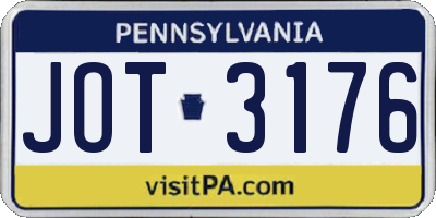 PA license plate JOT3176