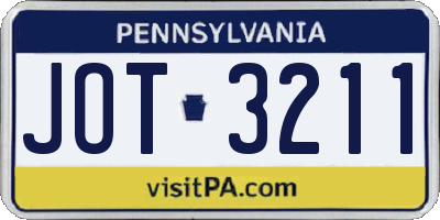 PA license plate JOT3211
