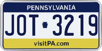 PA license plate JOT3219