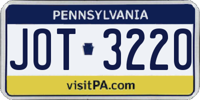 PA license plate JOT3220