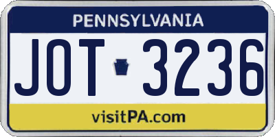 PA license plate JOT3236