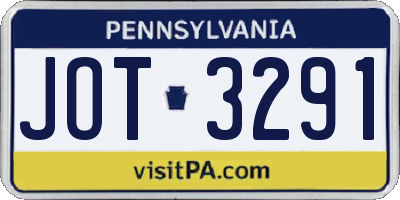 PA license plate JOT3291