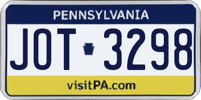 PA license plate JOT3298