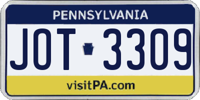 PA license plate JOT3309
