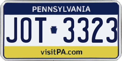 PA license plate JOT3323