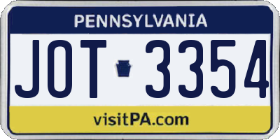 PA license plate JOT3354