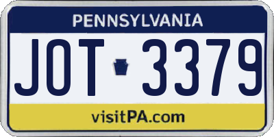 PA license plate JOT3379