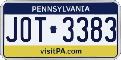 PA license plate JOT3383