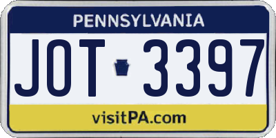 PA license plate JOT3397