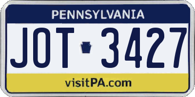 PA license plate JOT3427