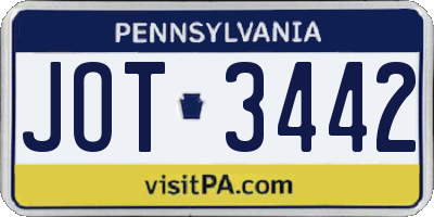 PA license plate JOT3442