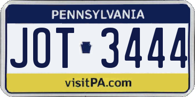 PA license plate JOT3444