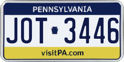 PA license plate JOT3446