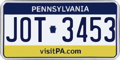 PA license plate JOT3453