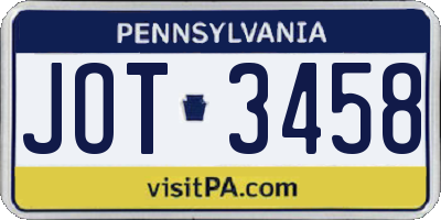 PA license plate JOT3458