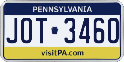 PA license plate JOT3460