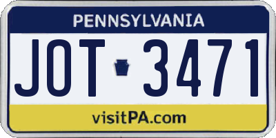 PA license plate JOT3471