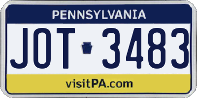 PA license plate JOT3483