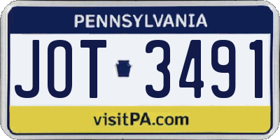 PA license plate JOT3491