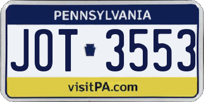 PA license plate JOT3553