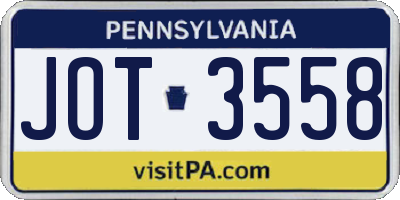 PA license plate JOT3558
