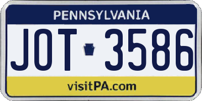 PA license plate JOT3586