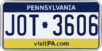 PA license plate JOT3606