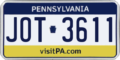 PA license plate JOT3611