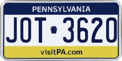 PA license plate JOT3620