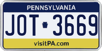 PA license plate JOT3669