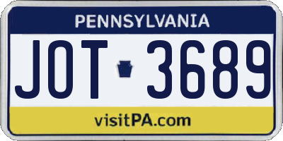 PA license plate JOT3689
