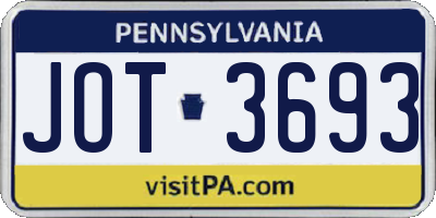 PA license plate JOT3693