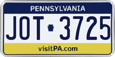 PA license plate JOT3725