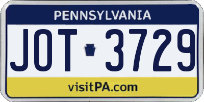 PA license plate JOT3729