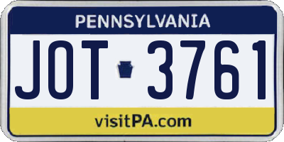 PA license plate JOT3761