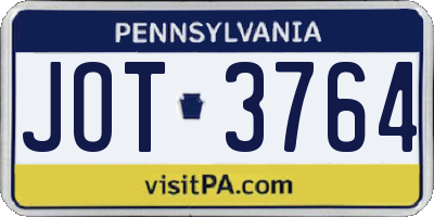 PA license plate JOT3764