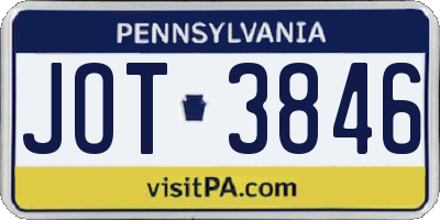 PA license plate JOT3846
