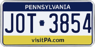 PA license plate JOT3854